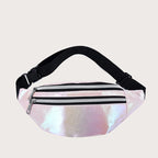 Yogodlns Damen Laser Bauchtasche – Holografische PU-Leder Fanny Pack, Geometrische Chest Bag & Travel Hip Bag