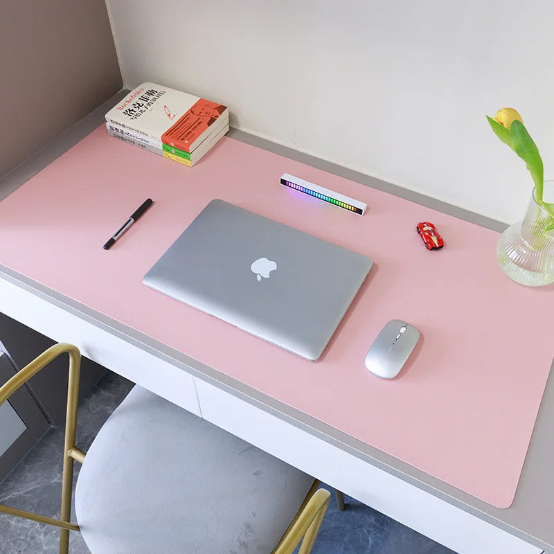XXL Leder Schreibtischunterlage rosa – Rutschfeste &amp; Wasserdichte Desk Mat aus PU-Leder für Home Office &amp; Büro