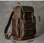 MUNUKI Vintage Crazy Horse Leder Rucksack Herren – Großer Kletter- &amp; Hiking-Rucksack aus echtem Rindsleder (Modell M-814) 