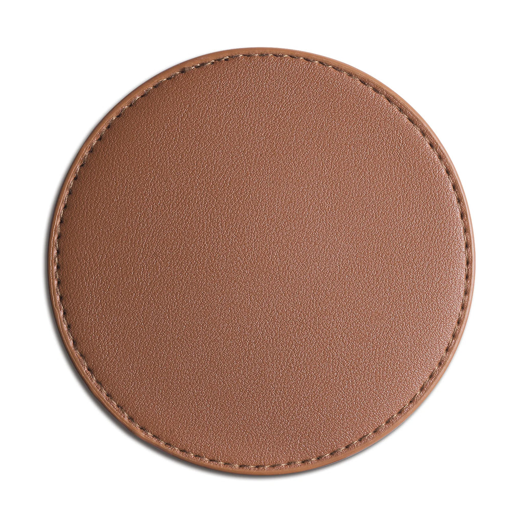 5er-Set personalisierte Getränkeuntersetzer aus PU-Leder – Runde, hitzebeständige Unterlagen Ø 11 cm mit Wunschdesign 