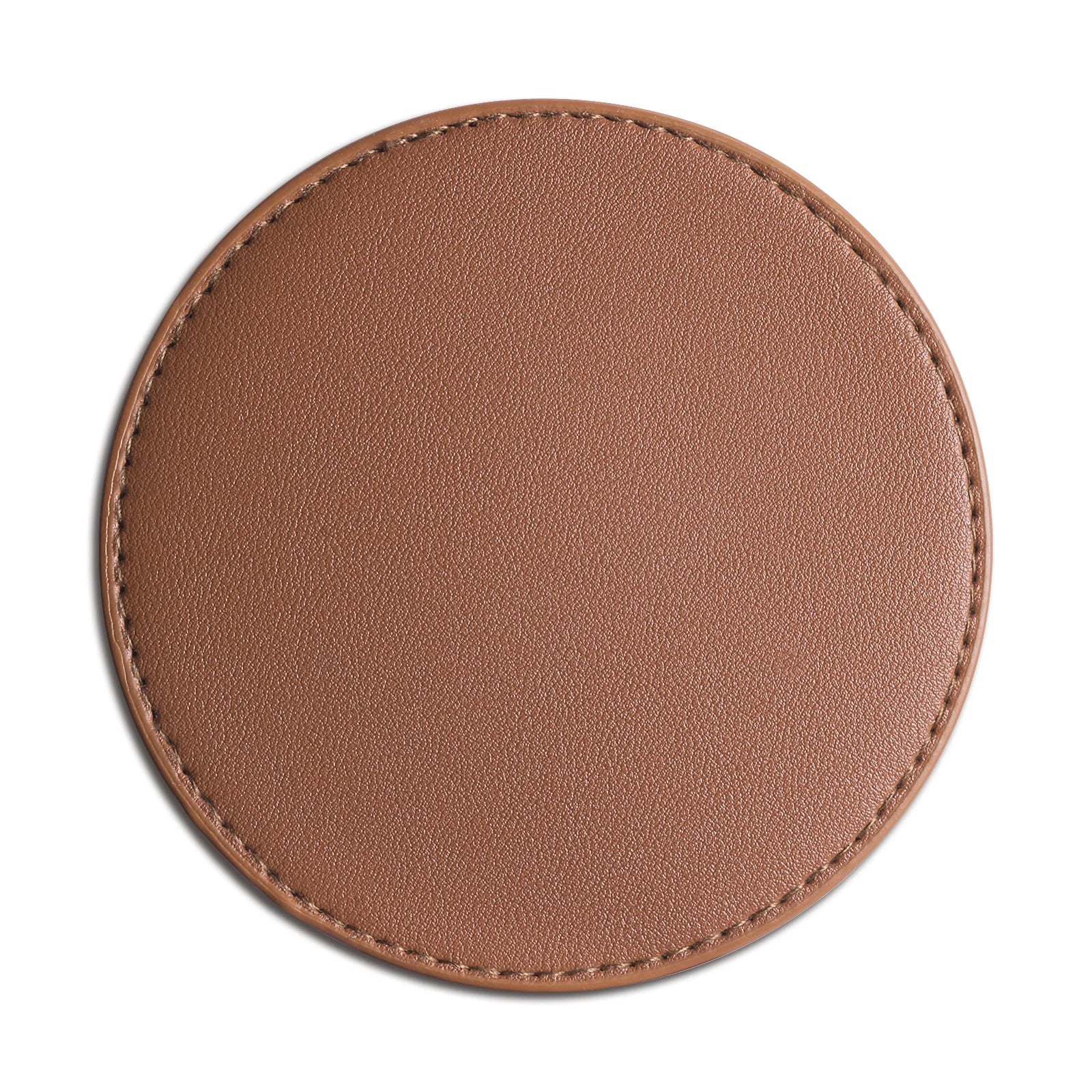 5er-Set personalisierte Getränkeuntersetzer aus PU-Leder – Runde, hitzebeständige Unterlagen Ø 11 cm mit Wunschdesign