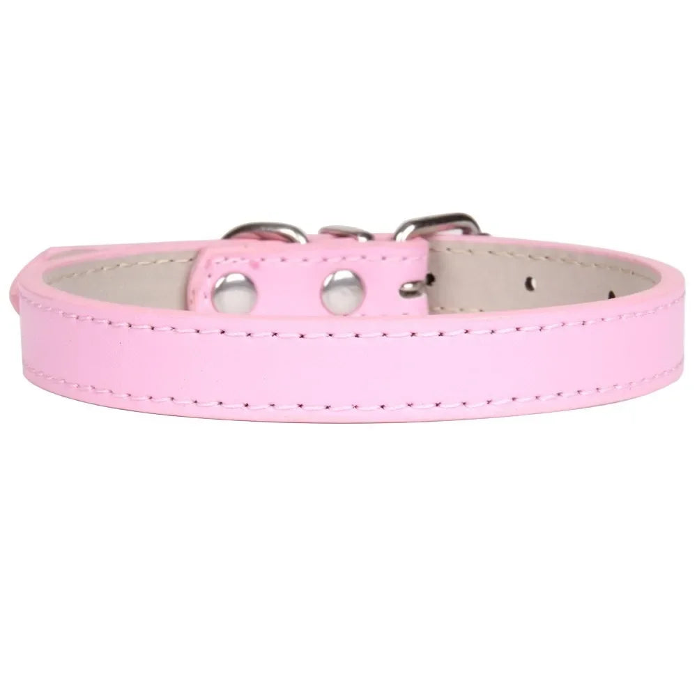 Weiches Leder Hunde- & Katzenhalsband – Verstellbares PU-Leder Halsband mit Schnalle für kleine, mittlere & große Hunde (16 Farben)