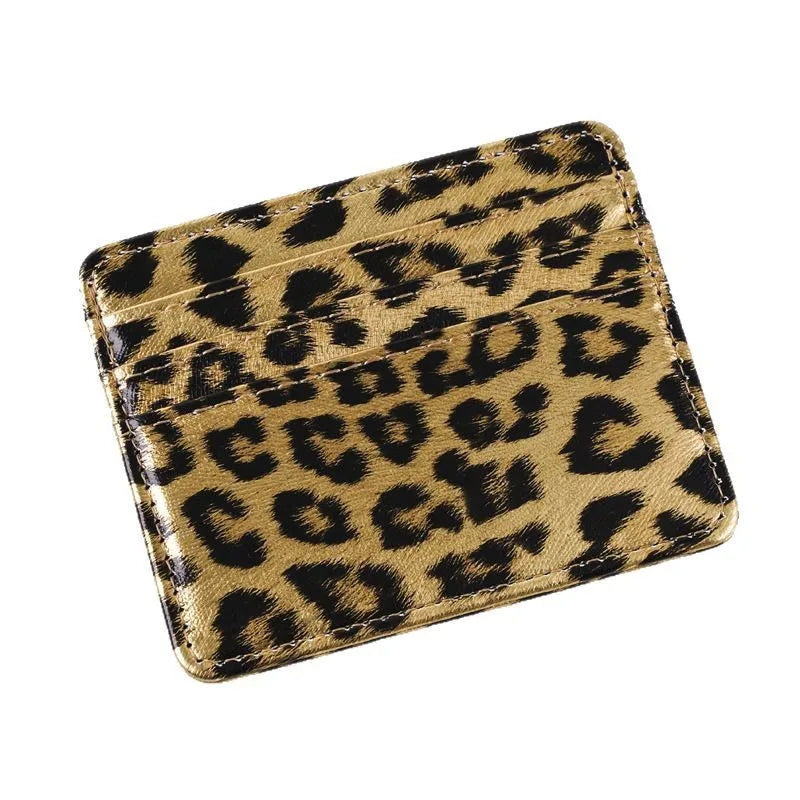 Leopard Cartes en cuir PU – Modischer ID- &amp; Creditkartenhalter im Animal-Design | Mini portefeuille élégant pour femmes