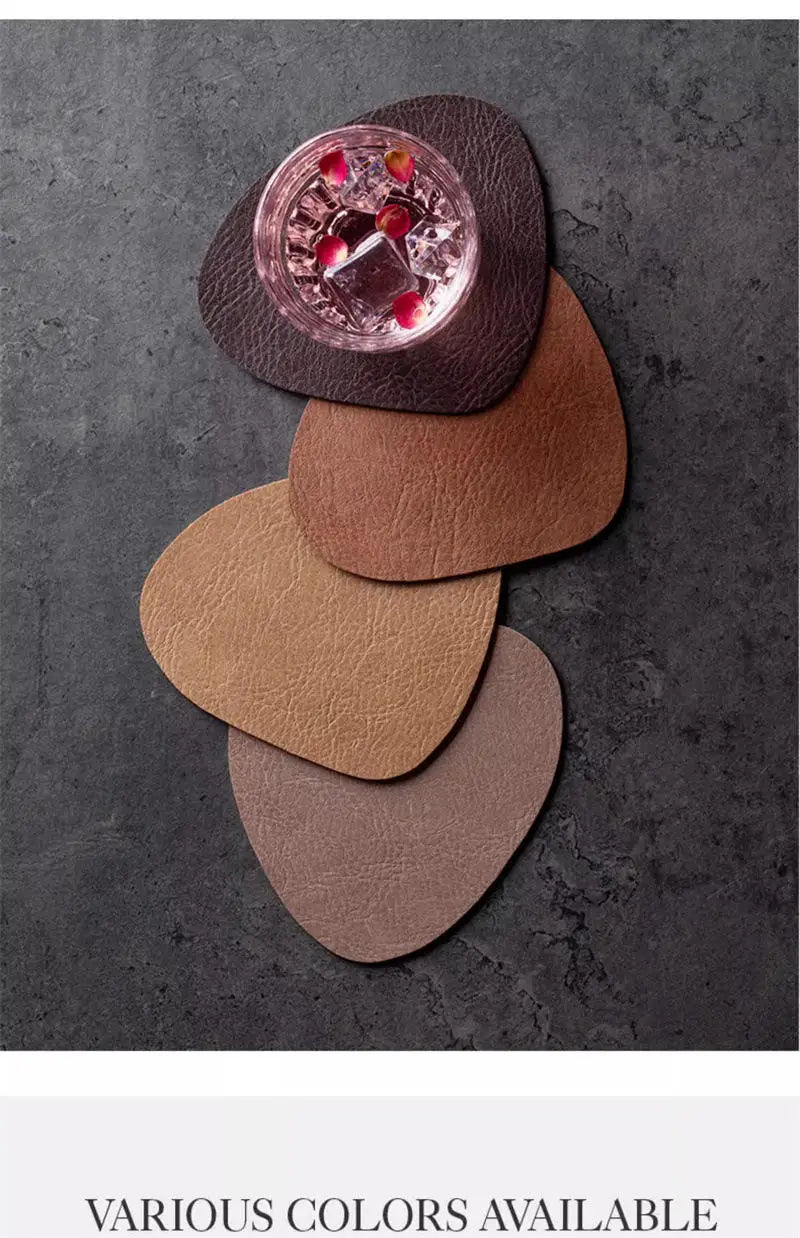 4er Set Leder Untersetzer rund – Kunstleder Getränkeuntersetzer mit Logo, stilvolle Tassenunterlagen für Kaffee, Tee & Tischdekoration