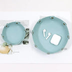 Nordische Leder Ablageschale – Faltbarer Desktop Organizer für Schlüssel, Schmuck & Kosmetik