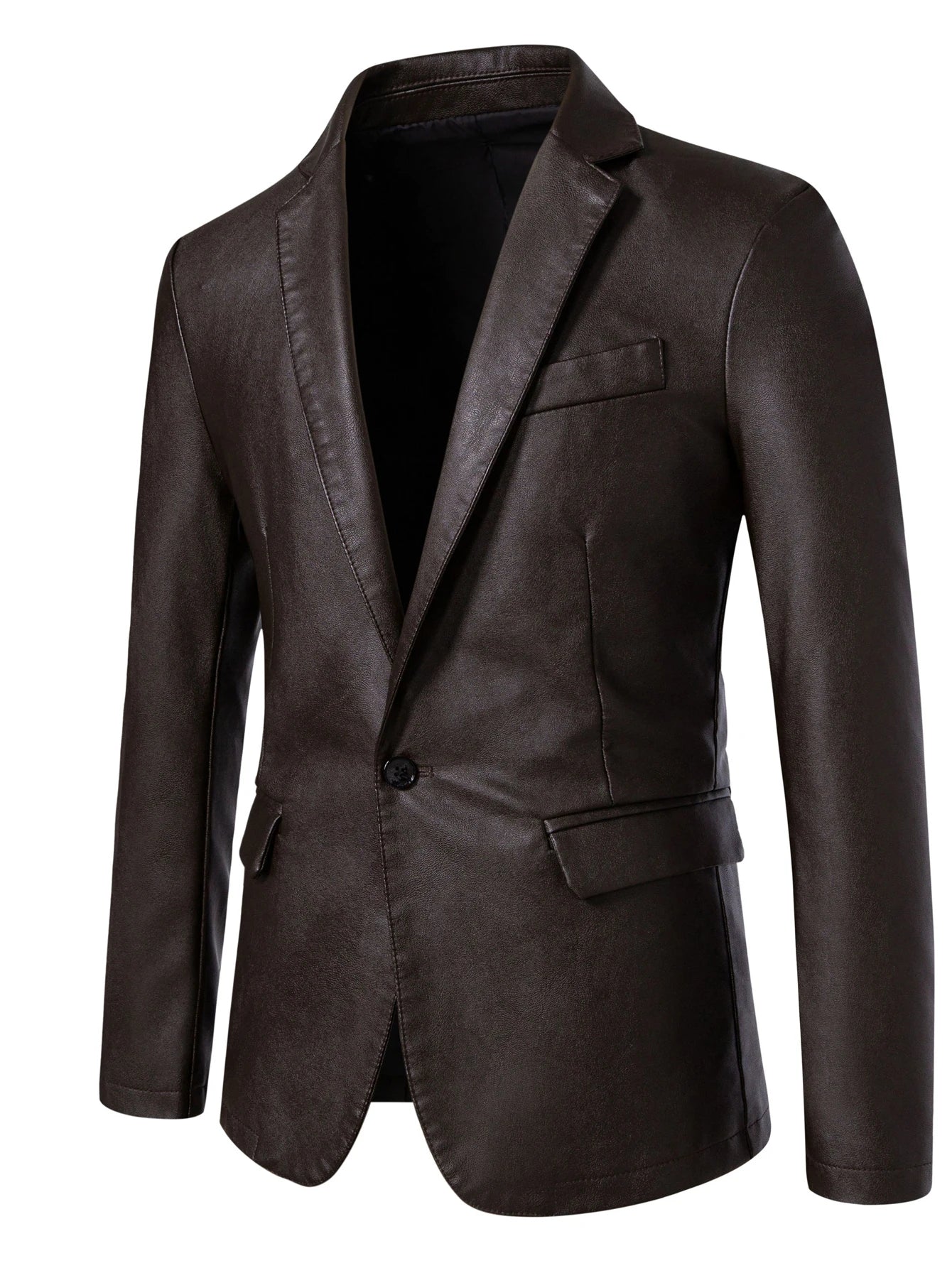 Herren PU Lederjacke im Slim Fit – Casual Blazer aus hochwertigem Kunstleder für Frühling & Herbst