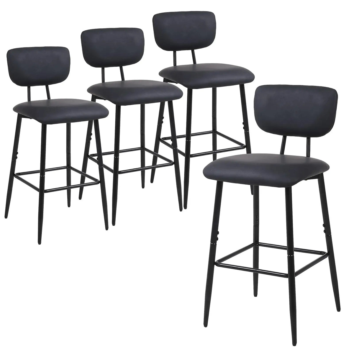 Moderne Leder-Barhocker mit Rückenlehne – Frühstücksbar & Kücheninsel Barstühle im minimalistischen Design