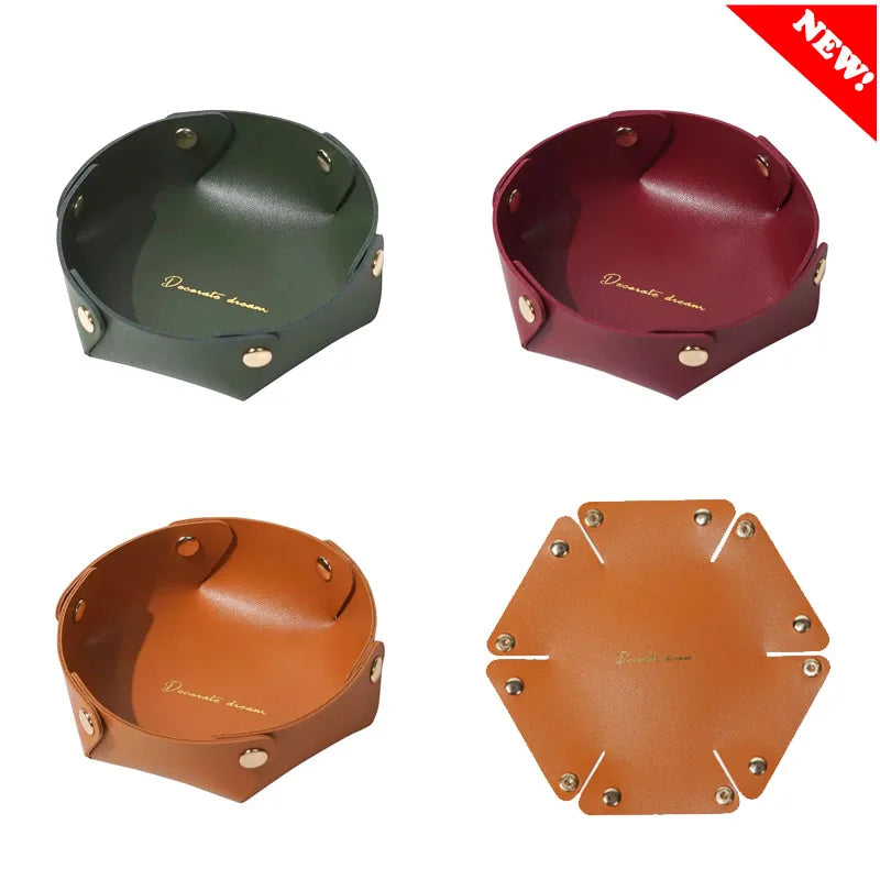 Runde PU Leder Ablageschale – Moderner Desktop Organizer für Schlüssel, Kosmetik & kleine Alltagsgegenstände