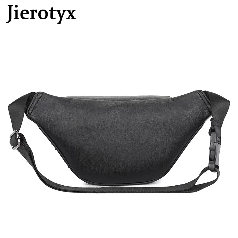 JIEROTYX Damen Gürteltasche – Vintage PU-Leder Fanny Pack mit Nieten, Hüft- & Chest Bag im Gothic Style