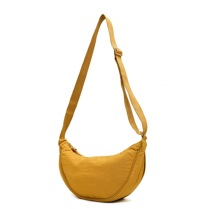 Solide Damen Nylon Schultertasche – Gepolsterte Crossbody Handtasche für Reisen & Alltag