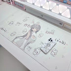 Girl Bunny PU Leder Schreibtischunterlage – Rutschfeste, Wasserdichte Desk Mat mit Kawaii Design für Büro, Homeoffice &amp; Gaming