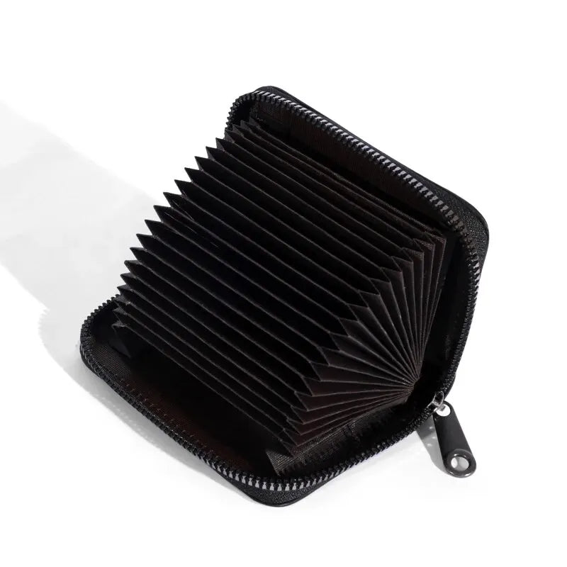 PU Kartenetui mit 20 Fächern – Business Kreditkarten- &amp; Ausweishalter mit Reißverschluss, Anti-Demagnetisierung &amp; Münzfach 