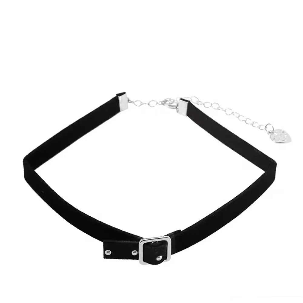 Schwarzer Leder Choker für Damen – Vintage Clavicle Chain Halsband aus feinem PU-Leder, eleganter Gothic Schmuck