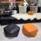 Moderner achteckiger Fußhocker aus PU-Leder – Vielseitiger Sitzhocker mit Massivholz-Basis für Wohnzimmer & Schlafzimmer