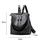Damen Soft PU Leder Rucksack Schwarz – Multifunktionale College- & Schultertasche mit großem Stauraum für Alltag & Reisen