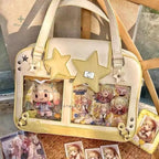 Y2K Star Ita Bag en cuir PU – Sac à bandoulière et pochette tendance avec pochette d'affichage transparente pour les designs DIY 