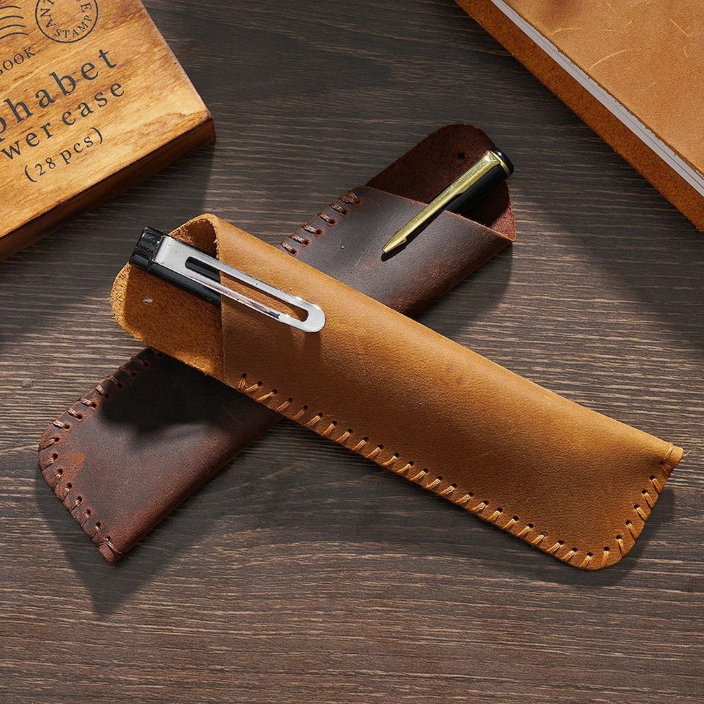 Weiches Leder Stifteetui – Handgefertigte Pen Hülle aus echtem Leder für Schule, Büro &amp; Reisen