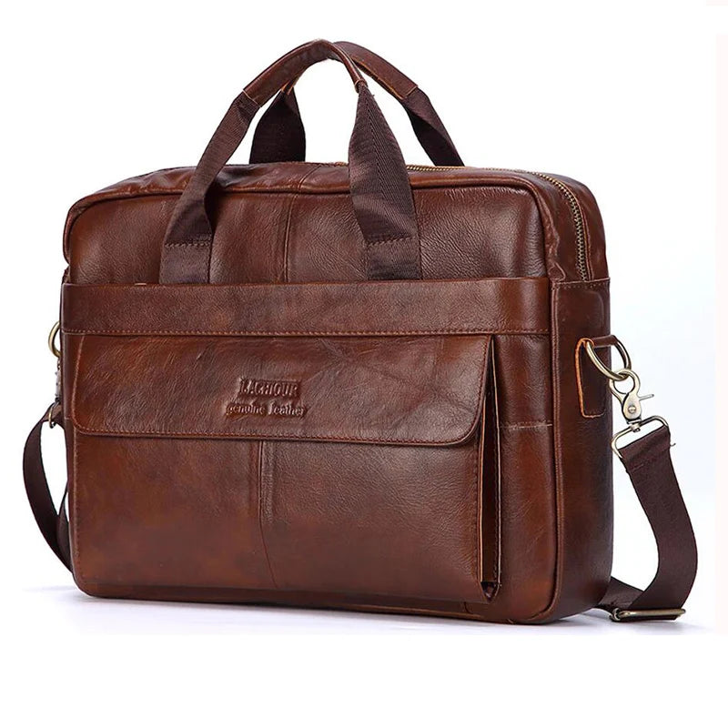 LACHIOUR Herren Lederhandtasche – Casual Business Laptop Messenger Bag für 15,6 Zoll, Reise & Alltag