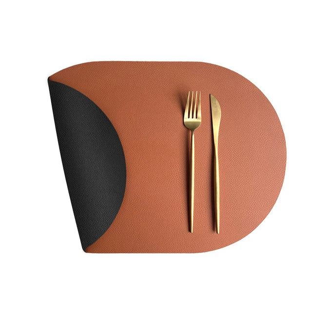 Ovale wendbare Kunstleder Tischsets Schwarz – Wasserdichte & hitzebeständige Platzmatten für Küche, Dining, Hochzeit & Party