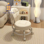 Exquisiter Sattelleder-Hocker mit Rückenlehne & Rollen – Drehbarer Schuhwechsel- & Wohnhocker aus Echtleder im modernen Design