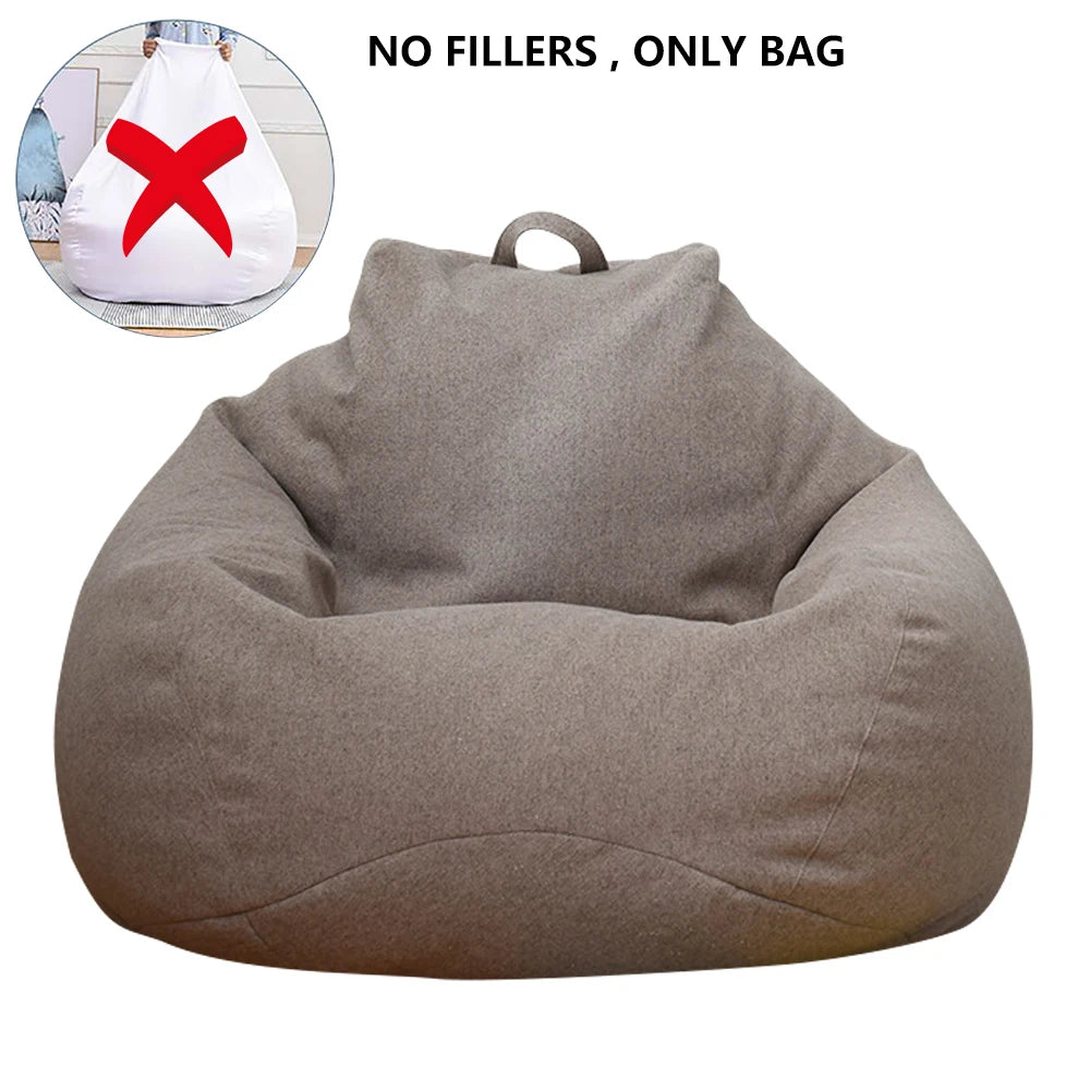 Lazy Sofa Bean Bag Bezug aus Leinenstoff – Sitzsack- & Lounger-Hülle ohne Füllung für Wohnzimmer, Tatami & Lounge