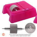 Quadratisches Lederkanten-Farbroller Set - Profi Oil Edge Box Werkzeug mit Zahnrädern für saubere Lederkanten (Rosé-Rot) 