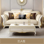 Amerikanisches Luxury Leder Sofa 1-2-3 Kombination – Elegantes Ecksofa aus Echtleder mit Massivholzrahmen für stilvolle Wohnzimmer & Villen