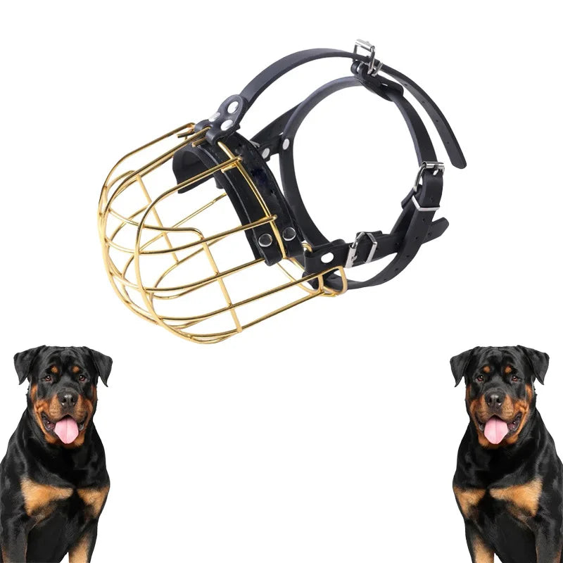 Verstellbarer Drahtkorb-Hunde­maulkorb für große & sehr große Hunde – Robuster, atmungsaktiver Trainings-Maulkorb mit Leder-Riemen