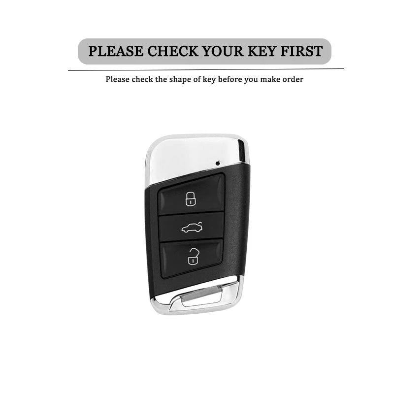 Premium Leder-Metall Autoschlüssel Hülle für Skoda Kodiaq – Elegantes Keyless Key Case Cover mit robuster Schutzhülle