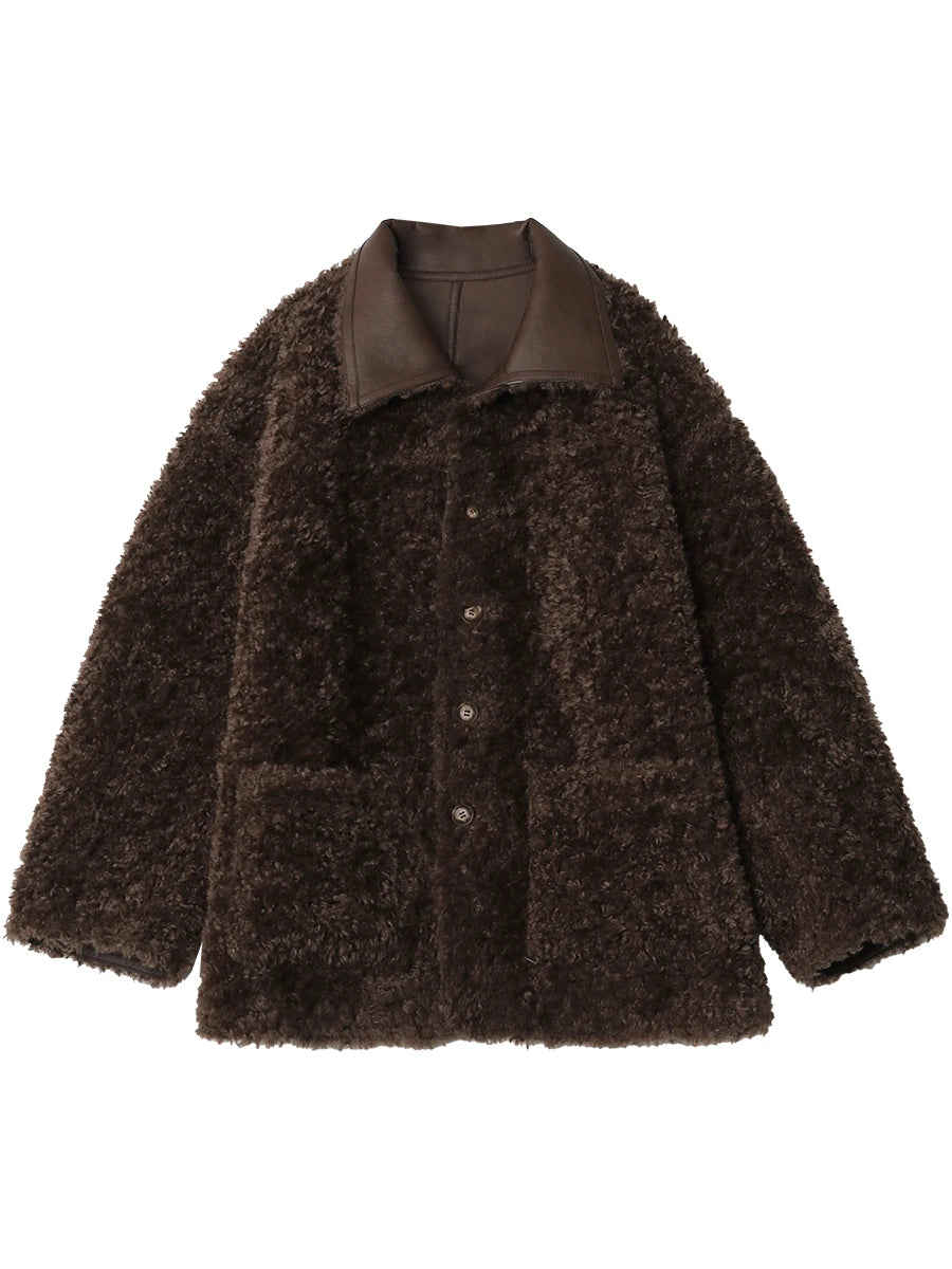 CHIC VEN Damen PU Leder Mantel 2025 – Wendbarer Kunstleder Midilängen-Mantel, lockerer Office-Look Overcoat für Herbst & Winter