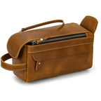 Hochwertige Kleine Reise-Kosmetiktasche aus Crazy Horse Leder – Vintage Leder Wash- &amp; Make-up Bag para hombres 