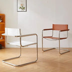 Vintage Bauhaus Armlehnstuhl aus Edelstahl & Sattelleder – Eleganter Dining Chair für stilvolle Herren & moderne Wohnräume