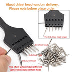 WUTA 2. Generation Leder Pricking Iron mit Wechselkopf – Scharfer Rundloch Leder Chisel aus 4Cr13 Stahl für Präzise Handnähte (3,0–6,0 mm)