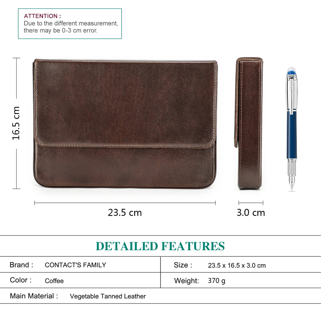 Großes Leder Füllfederhalter Etui mit 12 Steckplätzen – Hochwertiges Pen Case aus echtem Leder für Schule & Büro