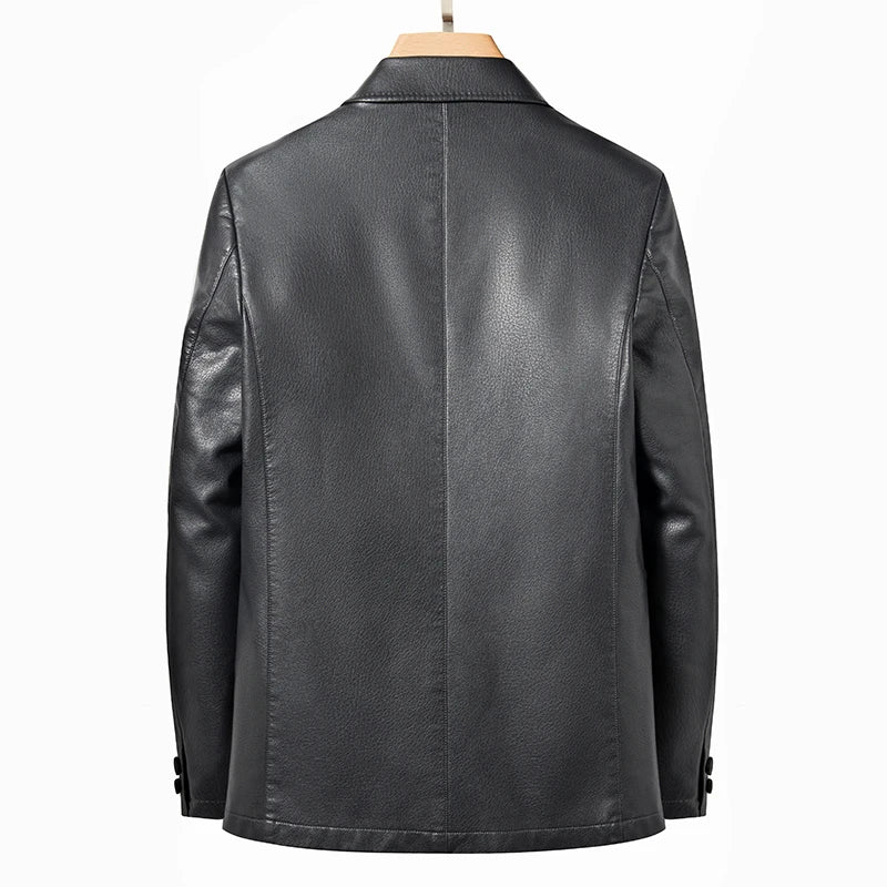Mens Leather Jackets Business Casual PU Leather Blazer Jackets Fashion Slim Fit Motorcycle Suede Solid Color Outerwear Plus Size