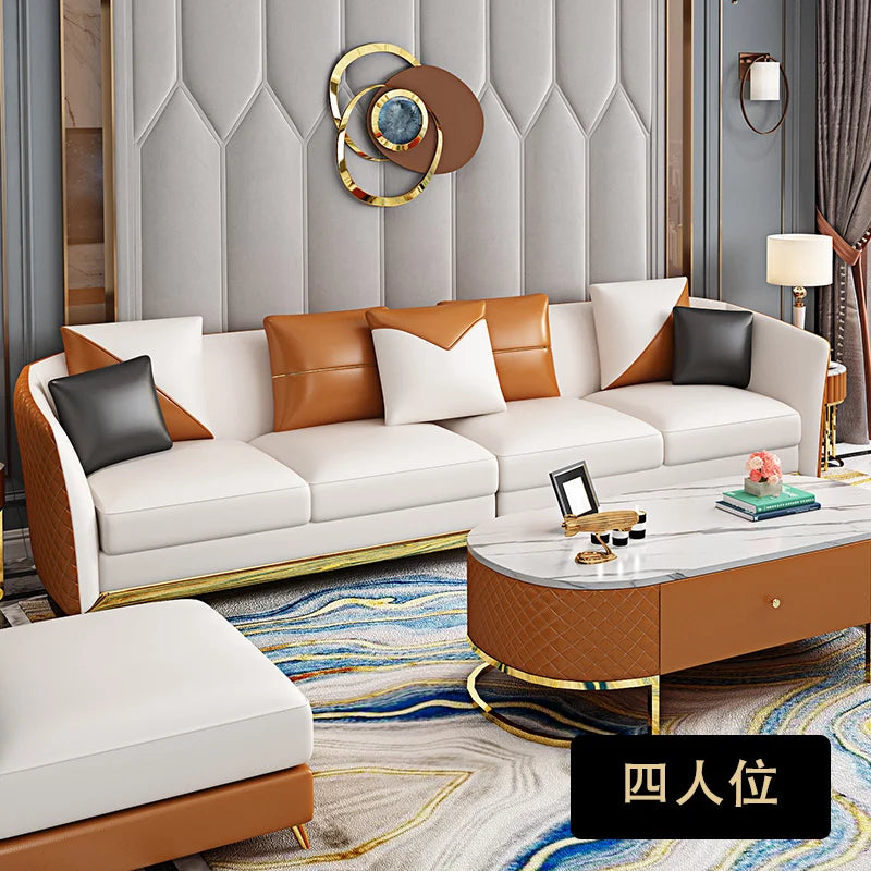 Luxuriöses Designer Ledersofa aus Echtleder – Modernes L-/U-Form Sofa im italienischen Stil, individuell konfigurierbare Wohnlandschaft für das Wohnzimmer