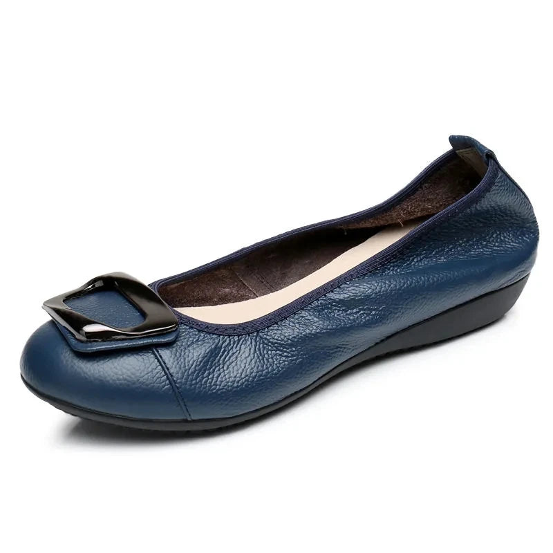 feerldi Damen Flats – Slip-On Loafers en PU-Leder, bequeme Mokassins, runde Zehen, Grande taille 41-42 
