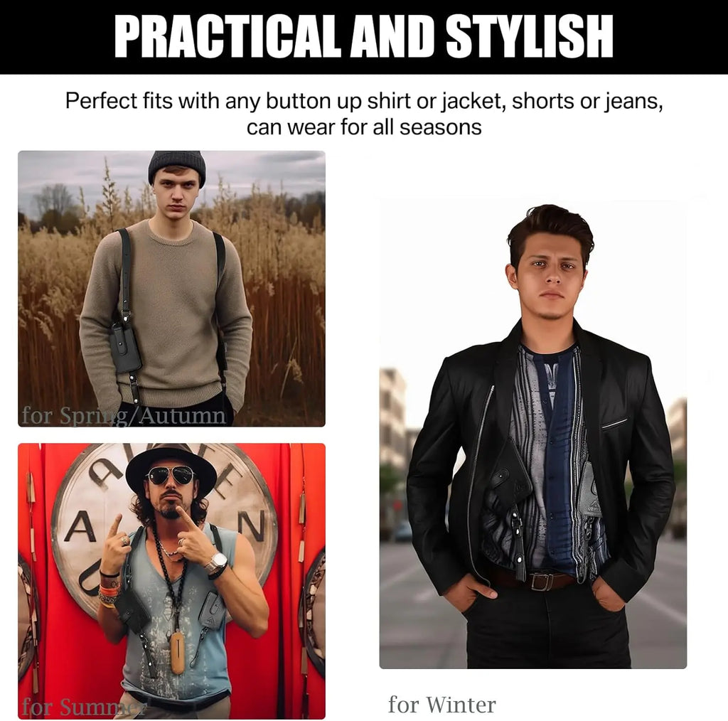 PU-Leder Schulterholster Tasche – Anti-Diebstahl Unterarm Holster für Handy, Geldbörse &amp; Outdoor Aktivitäten 