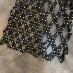 Damen PU Leder Minirock Schwarz – A-Linien High Waist Rock mit Diamant-Gitter &amp; Cut-Outs, moderner Club- &amp; Fashion-Minirock 