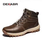DEKABR Herren Winter Boots – Handgefertigte Schneestiefel aus echtem Leder mit Fell, Wasserdicht, Hoher Schaft, Größen 39-48