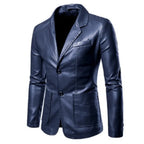 Herren Leder Sakko mit Revers – Business Casual PU-Blazer im eleganten Look für Frühling &amp; Herbst 2024