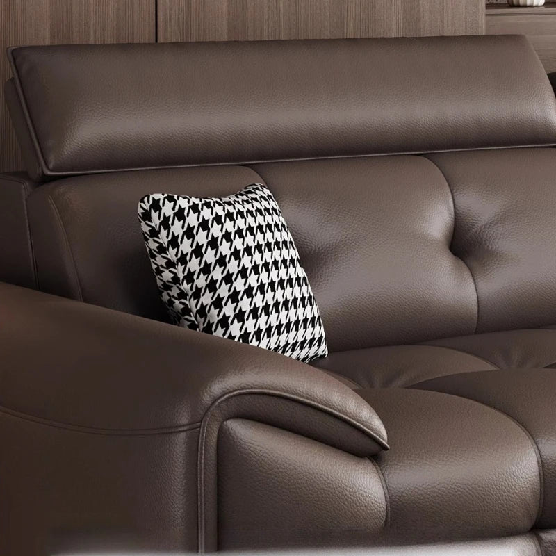 Italienisches modernes Ledersofa für das Wohnzimmer – Minimalistisches Relax Sofa aus echtem Leder mit Latex-Polsterung