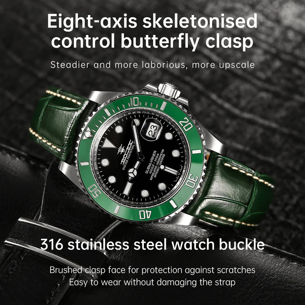 MAIKES Brassard de luxe en cuir avec dégagement rapide - Brassard Premium 20 mm / 21 mm / 22 mm avec fermeture papillon pour brassard élégant