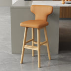 Luxus Barhocker aus Leder & Holz – Moderner minimalistischer Design-Barstuhl im italienischen Stil für Restaurant, Bar & Theke