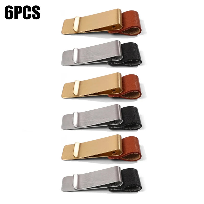Edelstahl Leder Stiftclip – Porte-stylo pratique et support pour journaux, bureaux et écoles (1–6 pièces) 
