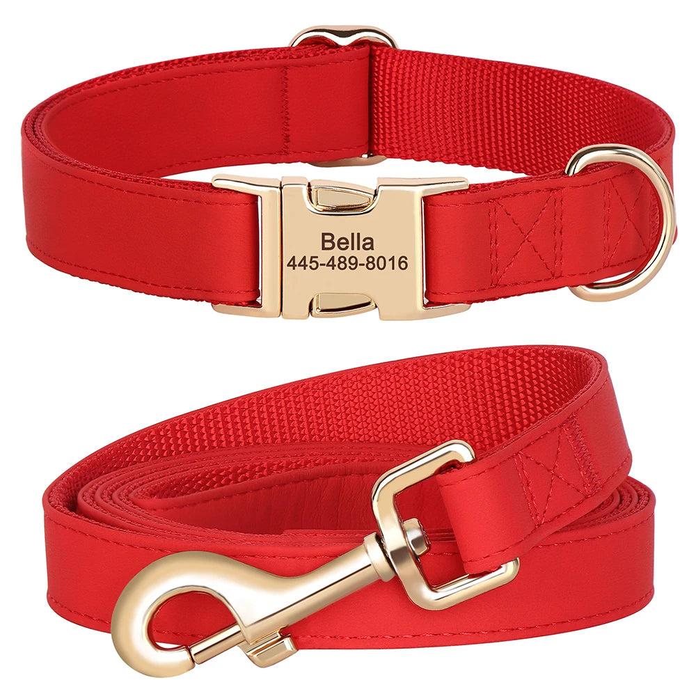 Ensemble de harnais et de laisse personnalisés pour chiens en cuir PU – Attaches individuelles avec ceinture pour petits et grands chiens 