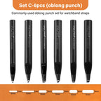 WUTA Basic Series Langloch Lederstanzer Set (3–7 tlg.) – Ovale Lochpfeifen aus Carbonstahl für Gürtel, Uhrenarmbänder & Lederarbeiten