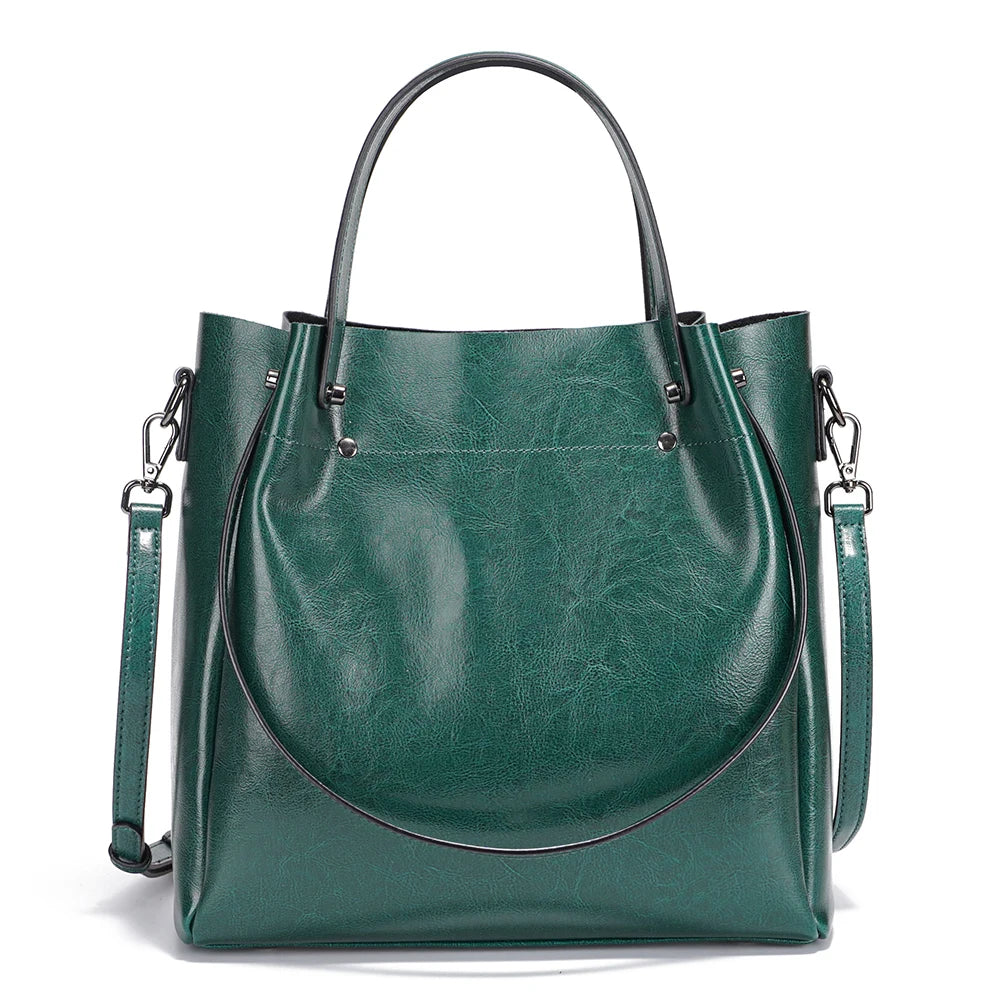 ZENCY Multifunktionale Ledertasche – Große Shopper Bag aus 100% Echtleder für Damen, Schulter- & Crossbody Tote, Rot