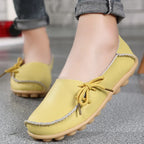 YBQJOO Damen Flats – Slip-On Mokassins aus echtem Leder, runde Zehen, bequeme Loafers für Alltag, Pflege & Plus Size 33-50
