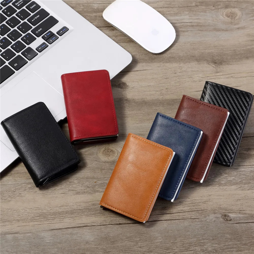 Portefeuille homme en fibre de carbone – Slim RFID Pop-Up Carte de crédit en métal, porte-monnaie minimaliste